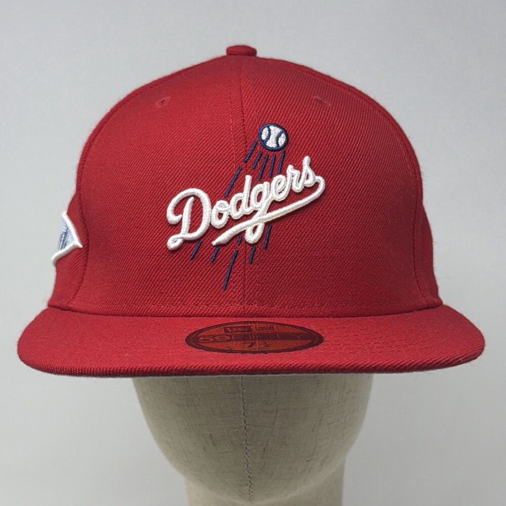 NOS New Era 59FIFTY LA Dodgers 50th Anniversary Hat 7 1/2 Red Wool MLB